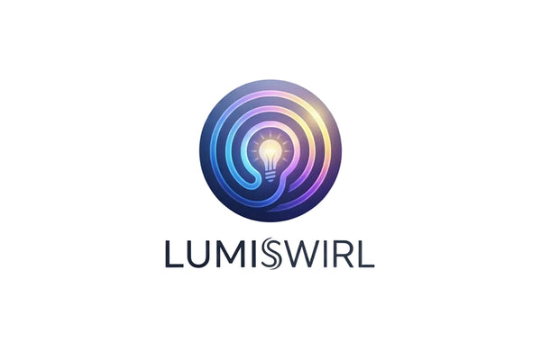 Logo of LUMISWIRL with a colorful design on a white background